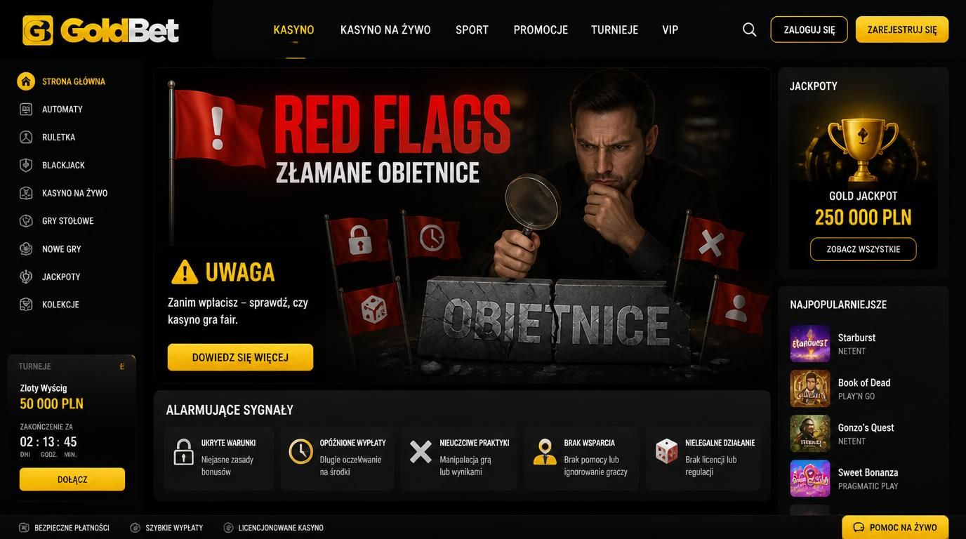  Czerwone flagi alarmują nad interfejsem kasyna 